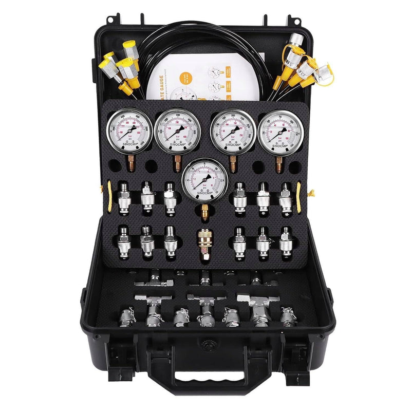 60Mpa Hydraulic Pressure Test Set 5 Gauges 13 Couplings 14 Tee Connectors