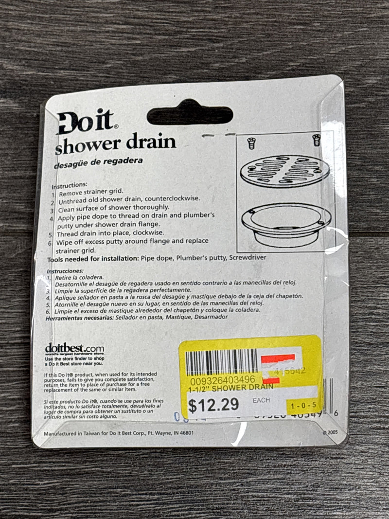 DURAFORCE 1-1/2 In Shower Drain for Do It Best with 3-1/2 In Stainless Steel Strainer