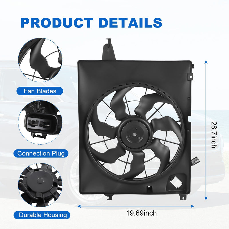 Engine Radiator Cooling Fan Assembly for Hyundai Santa Fe Kia 2013-2018 620-463