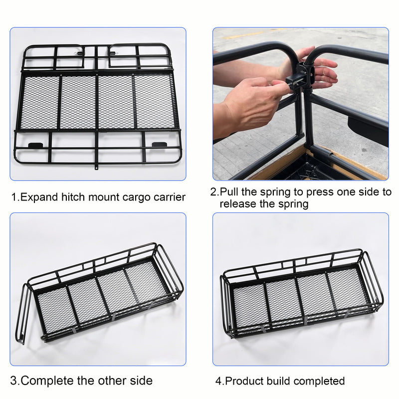 500lbs Car SUV Folding Rack Cargo Basket Trailer Hitch Mount Luggage Carrier