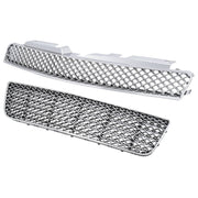 DURAFORCE Chrome Mesh Front Upper Lower Bumper Grille for Chevy Impala Limited 2006-2016