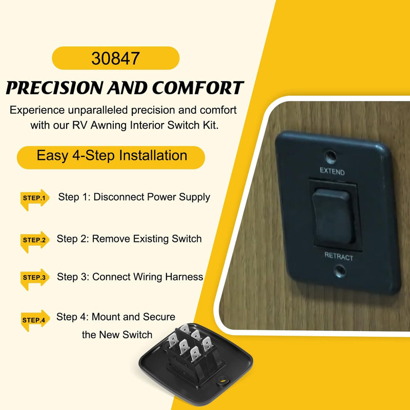 40AMP RV Extend Retract Awning Switch Kit With Plate for All Solera 308474