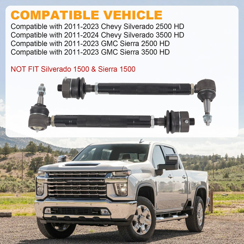 2K780101 Heavy Duty Tie Rod Ends Kit for Silverado Sierra 2500HD 3500HD 11-24