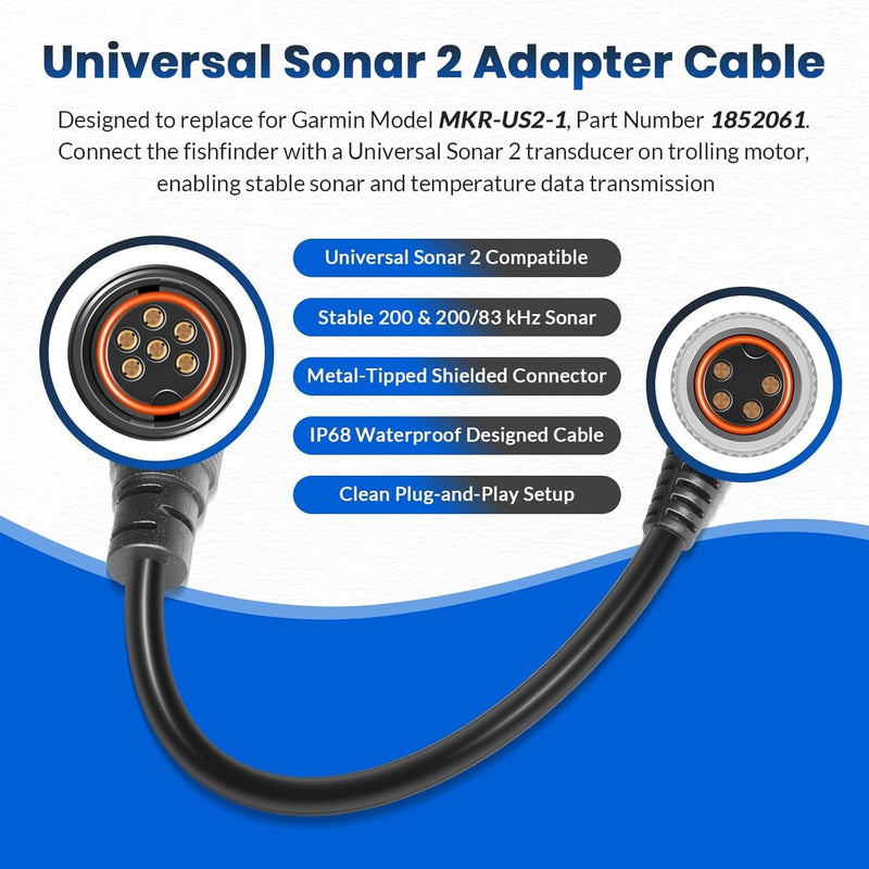 1852061 MKR-US2-1 Universal Sonar 2 Adapter Cable for Garmin 6-Pin 4-Pin