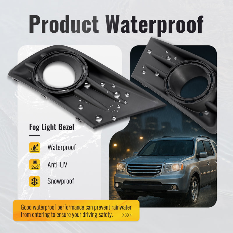 Pair Front Bumper Fog Light Lamp Cover Bezel Trim for Honda Pilot 2012-15 LH+RH