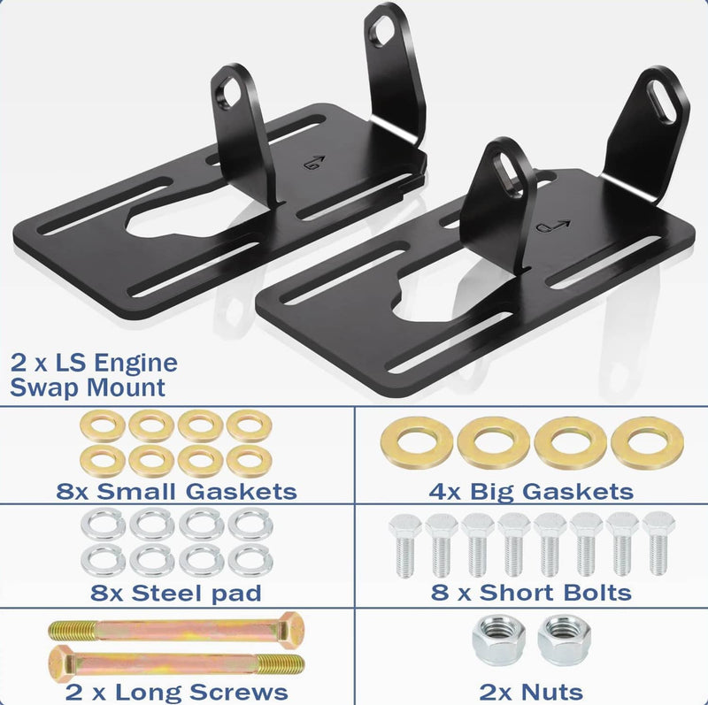 LS1 LS2 LS6 LSX Engine Motor Mounts for 88-98 Swap LQ4 LQ9 Conversion Adjustable