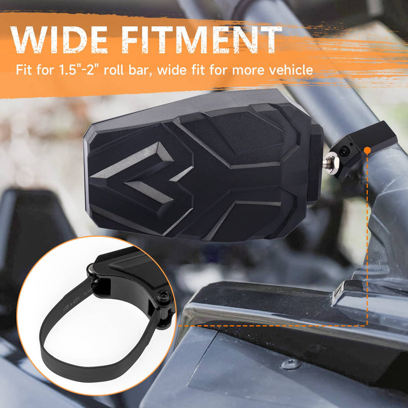UTV Side Mirrors Set for Polaris RZR Can Am Maverick Honda Pioneer SXS 1.5"-2
