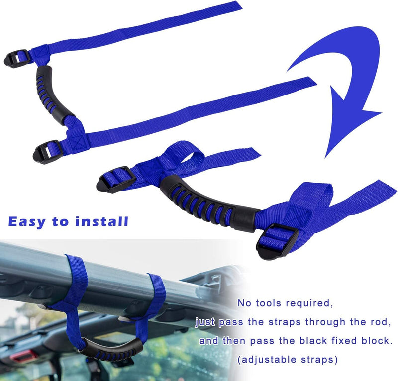 Blue Roll Bar Grab Handles for Jeep Wrangler TJ JK JL 1955-2022 4 Pcs