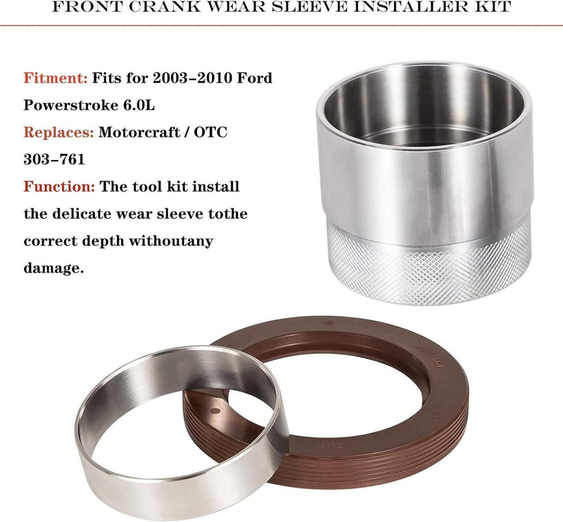 303-761 Front Crank Wear Sleeve Installer Kit Seal Tool for Ford 6.0L Powerstrok