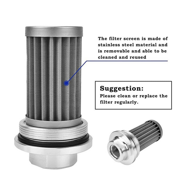 100 Micron Inline Fuel Filter 6AN 8AN 10AN Adapter Universal Cleanable 58mm
