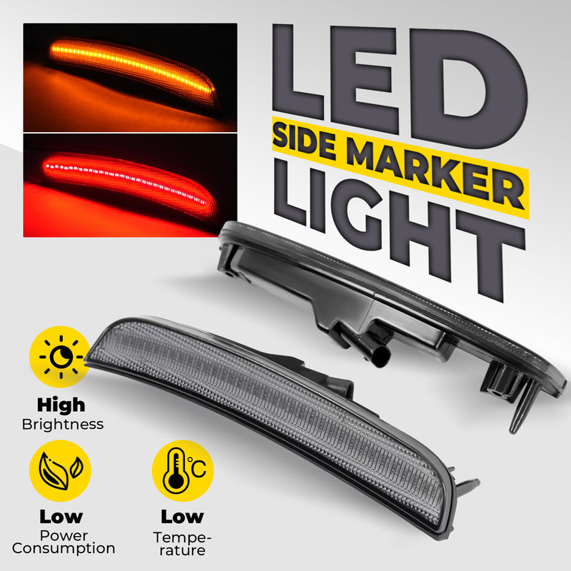 Smoke LED Front/Rear Side Marker Lights for Chrysler 300C 300S 2015-2023