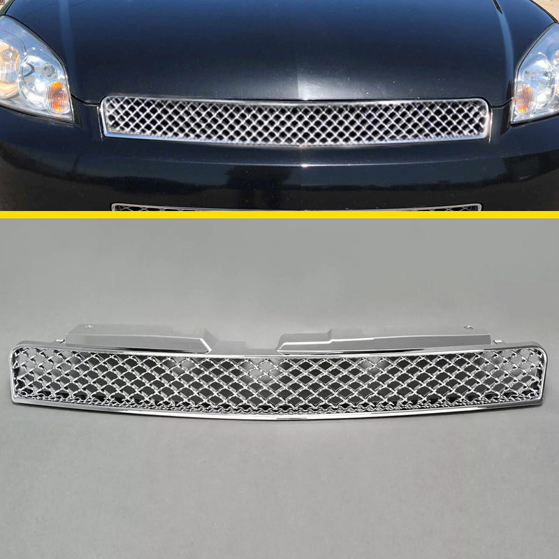 Chrome Mesh Front Hood Upper Bumper Grille for Chevy Impala Limited 2006-16