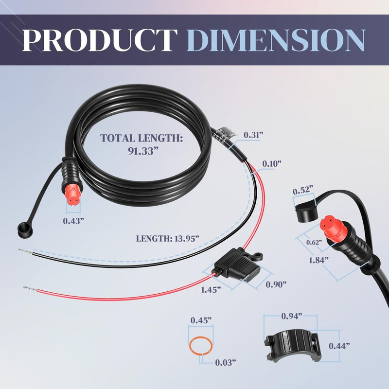 010-11425-01 Threaded Power Cable 6ft 1.8m for Garmin GLS Series Replace