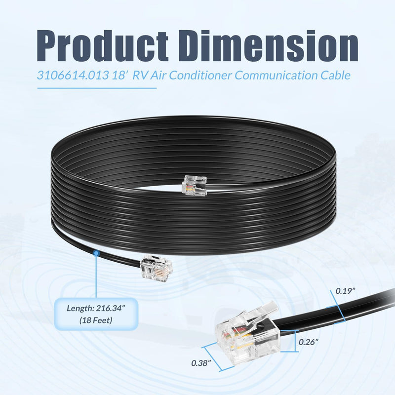 3106614.013 18' RV Communication Cable for Dometic Air Conditioner With Connecto