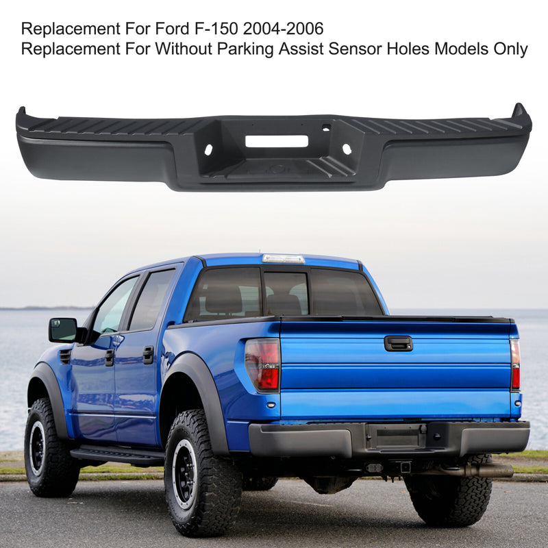 Black Rear Step Bumper with LED Light for Ford F150 2004-2006 without Sensor Hol