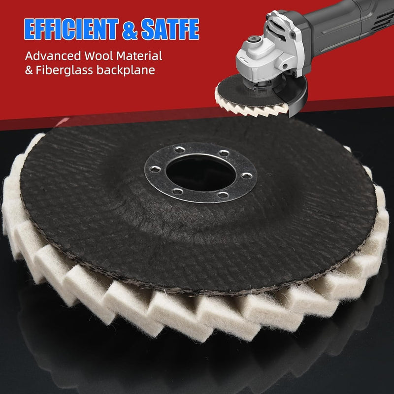 5pcs 4.5 Inch Wool Polishing Wheels Buffer Pads Flap Felt Finishing Disc