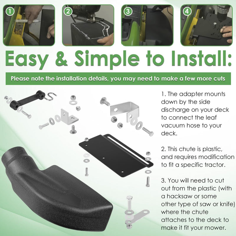 62468 Adapter Mow-N-Vac Kit Universal Deck Boot Chute Leaf Vacuum Bagger