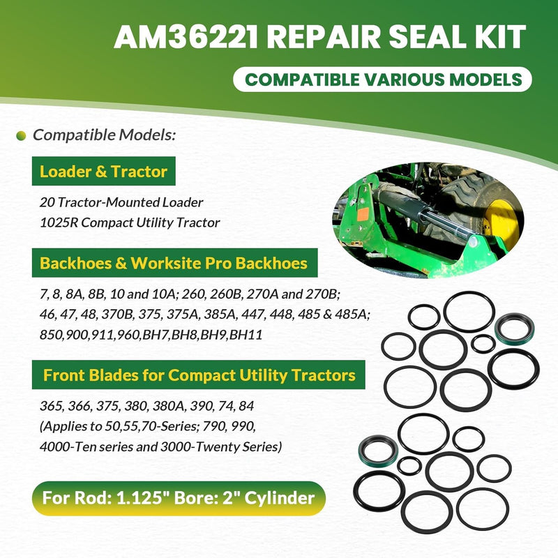 AM36221 Stabilizer Cylinder Seal Kit 2 Pack for John Deere Rod 1.125 Bore 2