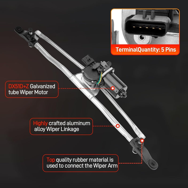 Front Windshield Wiper Linkage Motor Assembly for Jeep Wrangler JK 2007-2018