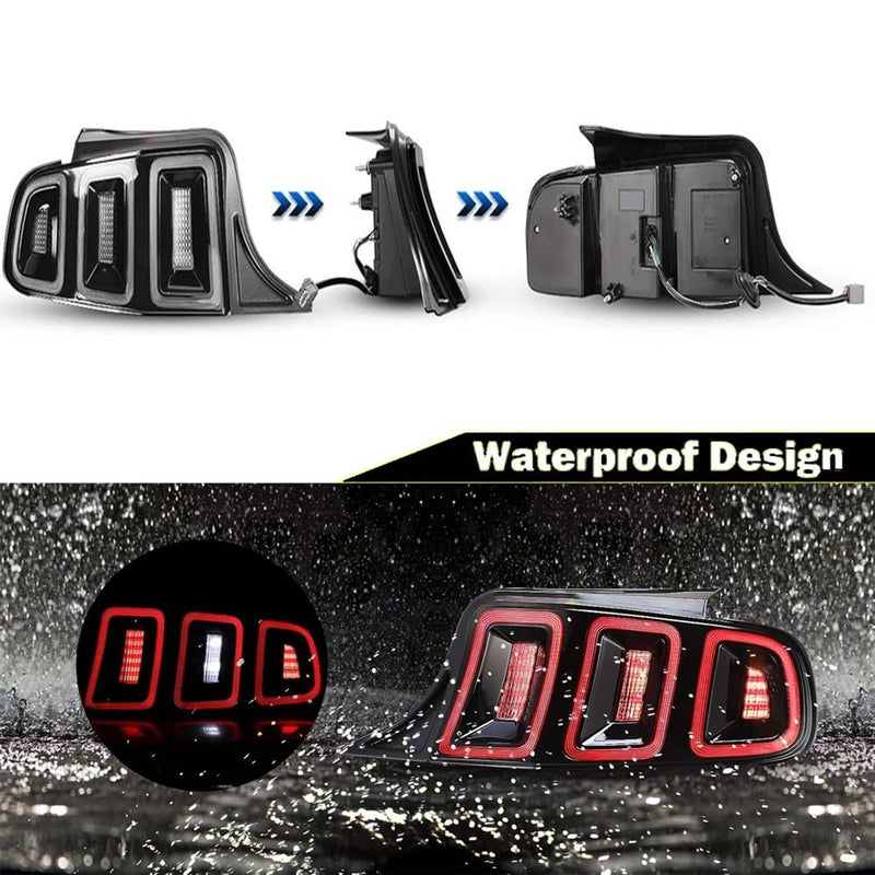 Full LED Sequential Tail Lights Black Brake Lamps for 2010-2014 Ford Mustang