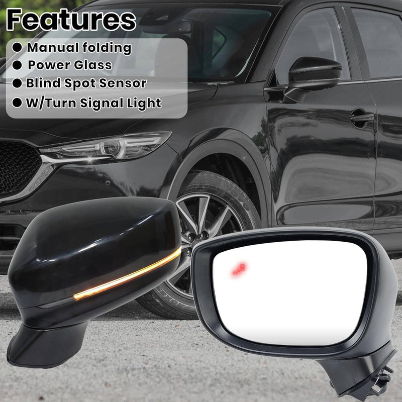 Driver Side Mirror with BSM Power Turn Signal for Mazda CX-5 2017-2024 Left