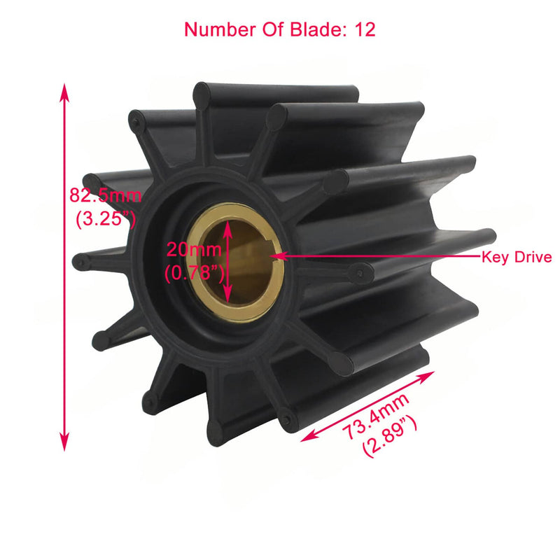 DURAFORCE 17000K Impeller 18958-0001 3802444 for Sherwood for Jabsco for CEF for CAT