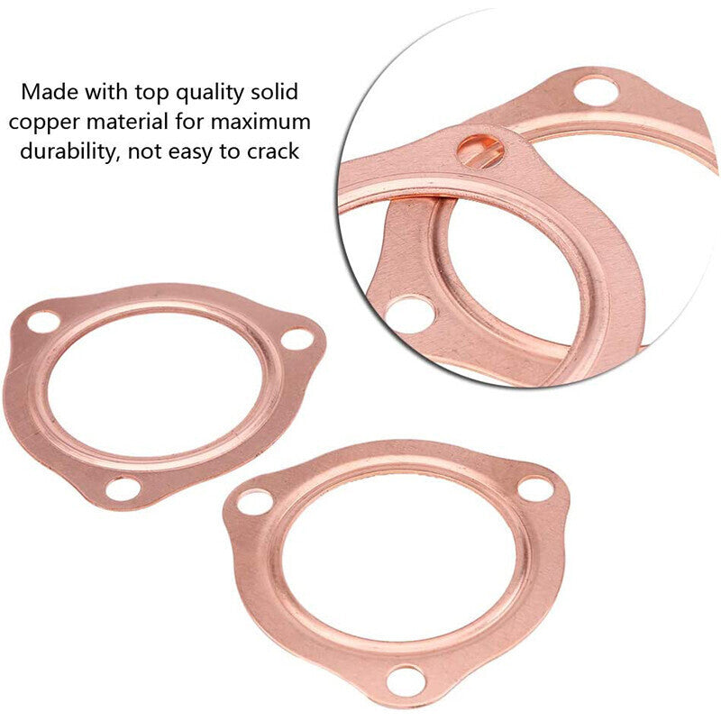 2Pcs 2.5" Universal Copper Header Exhaust Collector Gaskets Flanges 3-Hole