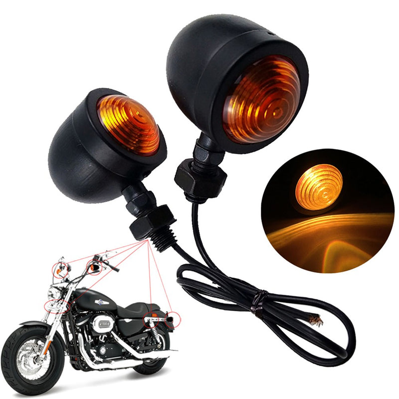 2Pcs 12V Motorcycle Bullet Turn Signal Light Indicators Blinkers Amber Universal