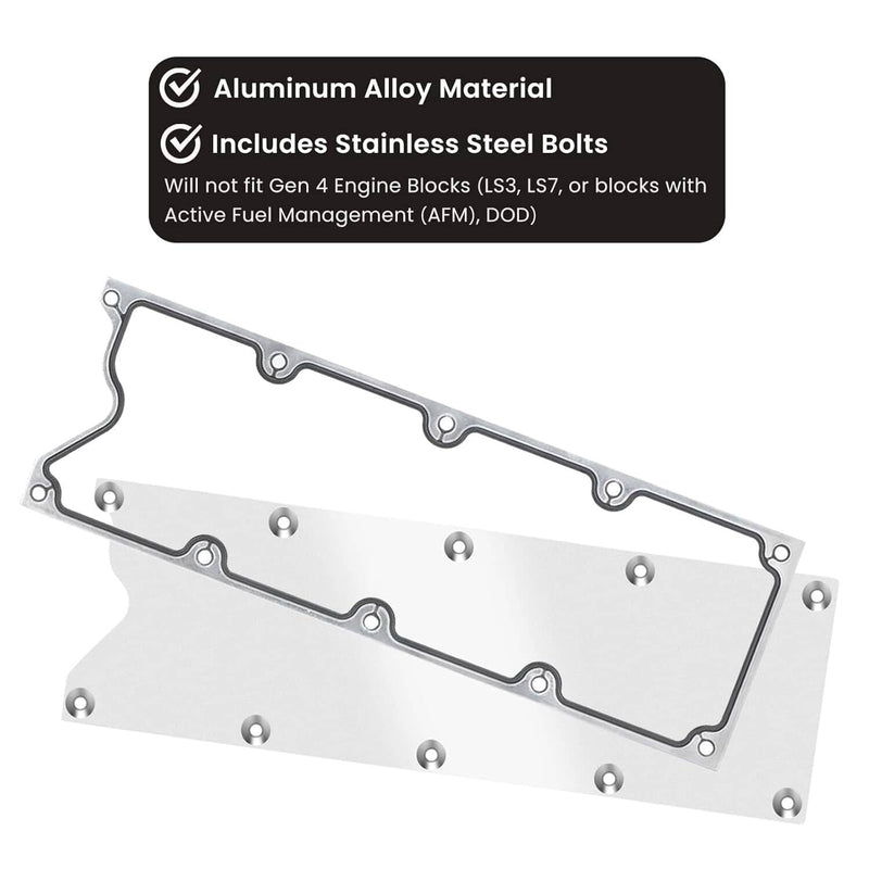 Billet Knock Sensor Delete LSX LS1 for LS Gen 3 Valley Pan Cover Gasket Plate