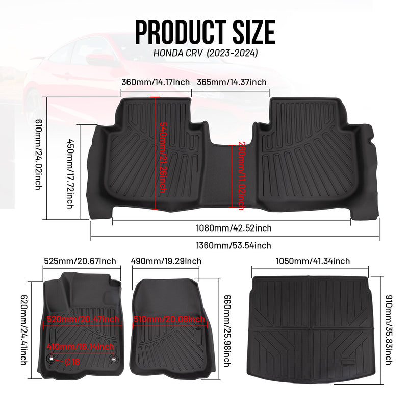Floor Mats & Cargo Liner TPE Custom Fit for Honda CR-V 2023-2025 Hybrid