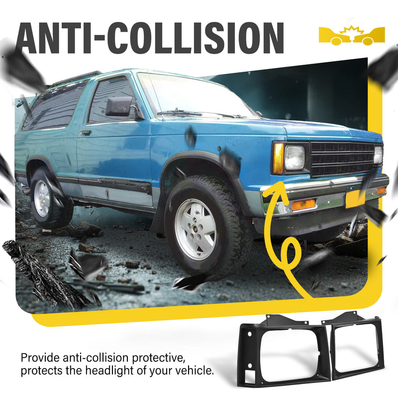 ABS Headlight Bezel Door Set for Chevrolet S10 for GMC S15 Jimmy 1982-1990 Pair