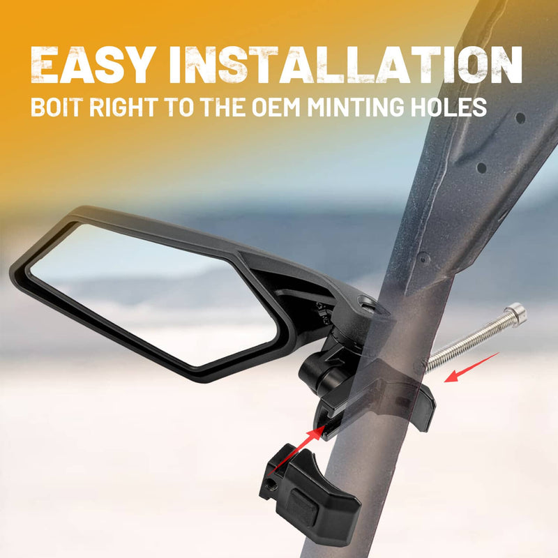 UTV Side Racing Mirrors LED Turn Signal Lights for Can Am Maverick X3 Max
