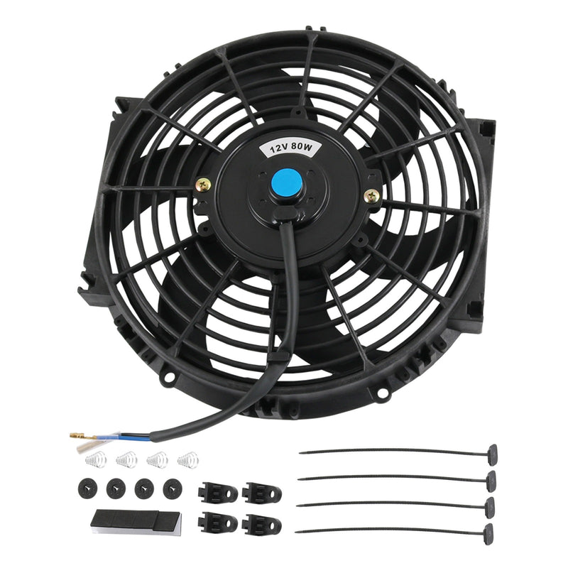 Universal Electric Radiator Slim Cooling Fan Push Pull 10" 12v 80w 1750CFM