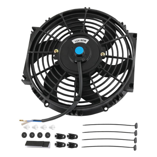 DURAFORCE Universal Electric Radiator Slim Cooling Fan Push Pull 10" 12v 80w 1750CFM