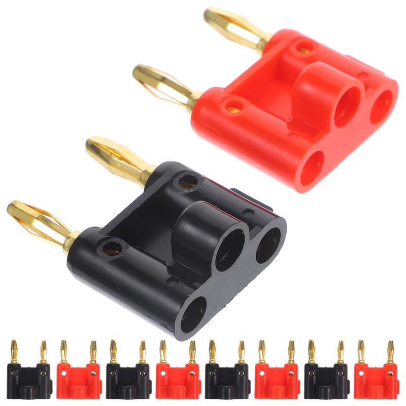 10PCS 4mm Banana Plugs Gold Dual Screw Type Speaker Cable Connectors Red Black