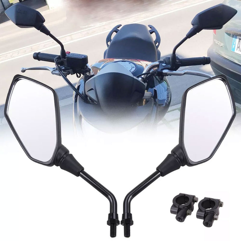 Pair 7/8" Rear View Side Mirrors for Suzuki Honda Kawasaki Motorcycle Handle Bar
