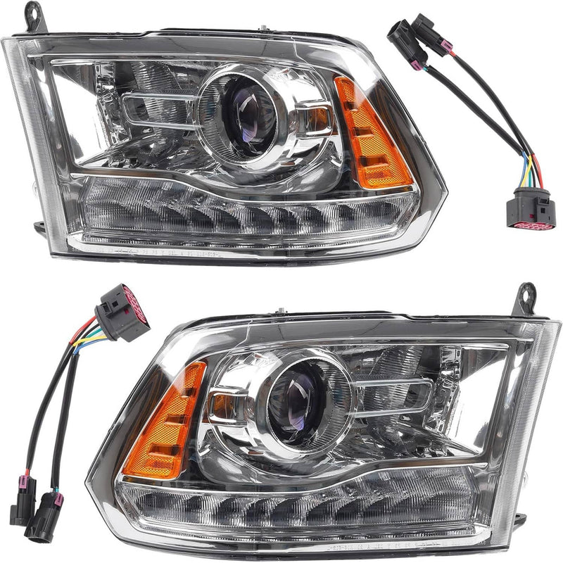 Chrome Projector Headlights w/LED DRL for Dodge Ram 1500 2500 3500