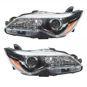 DURAFORCE Black Headlight Set Halogen Headlamp for 2015-2017 Toyota Camry LE SE Pair