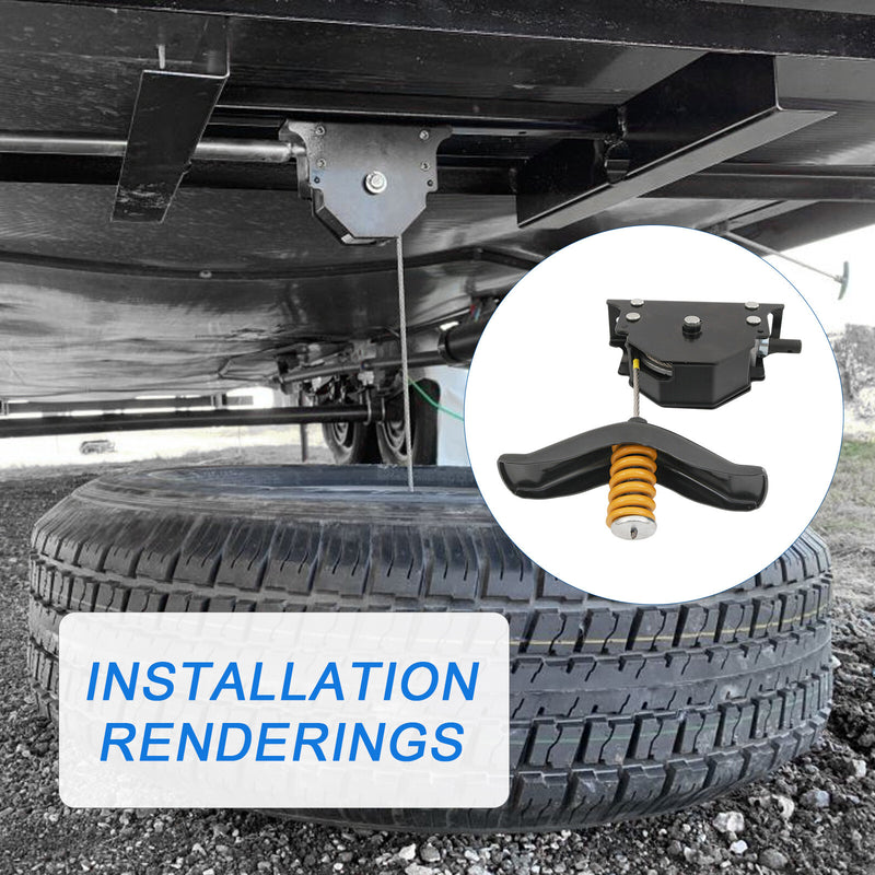 159056 RV Spare Tire Winch for Trailer Motorhome Truck RV Carrier Mount