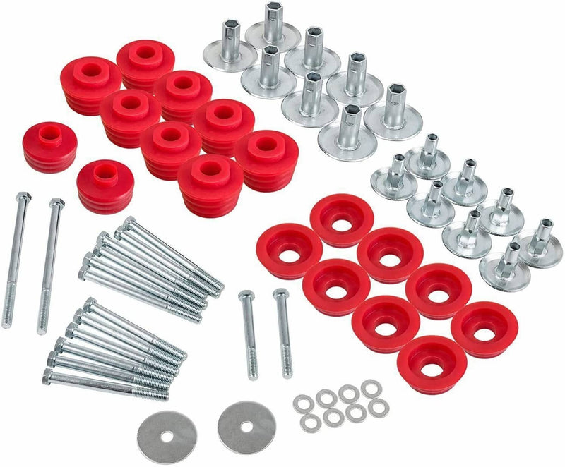 KF04060BK Red Body Mount Bushing Kit for Ford Super Duty F350 2008-2016 2WD 4WD