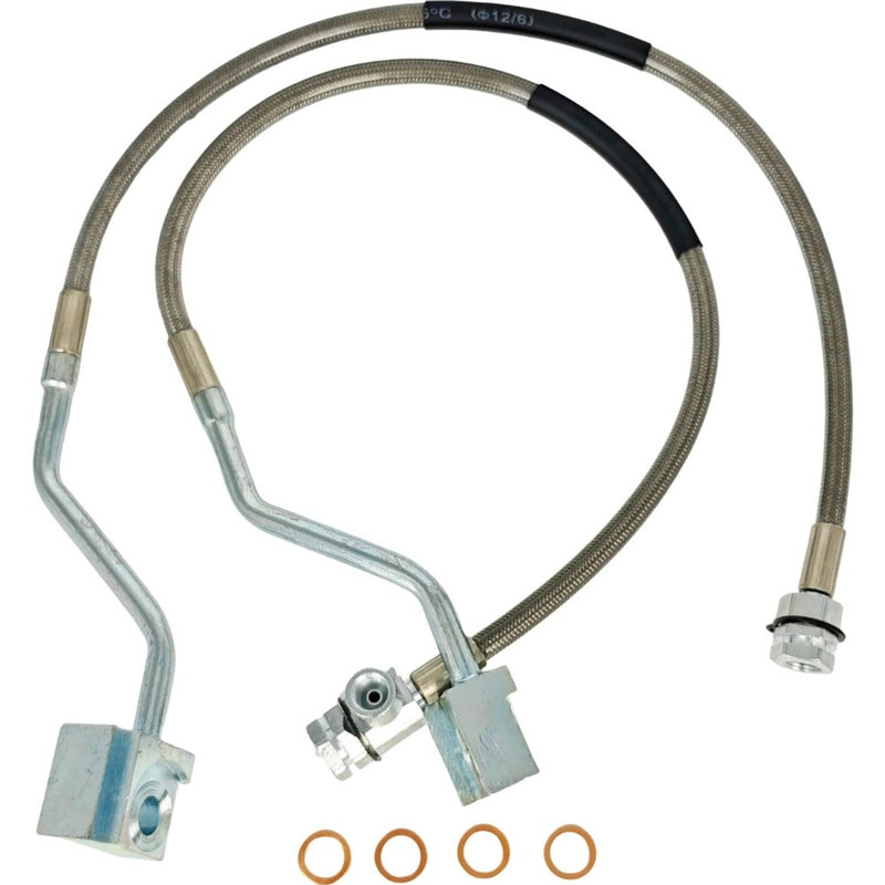 DURAFORCE 89310S Front Extended Stainless Brake Line for Ford Braided Suspension Lift 2X