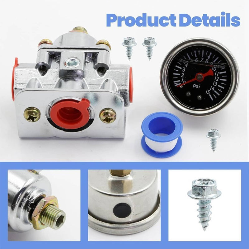 12-804 Low Fuel Pressure Regulator Gauge for Carburetor Carb Quick Fuel
