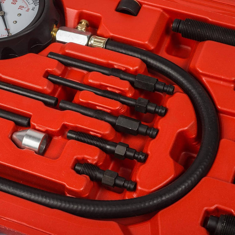 16 Pcs Diesel Engine Compression Gauge Tester Cylinder Pressure Test Tool Kit