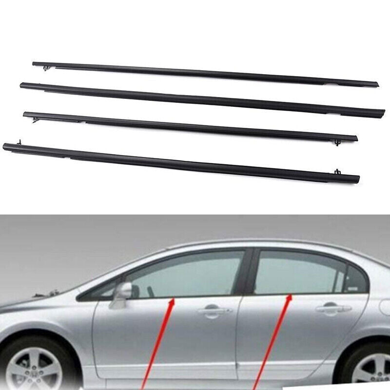 4Pcs Car Window Moulding Trim Weatherstrip Seal for Honda Civic Sedan 06-11