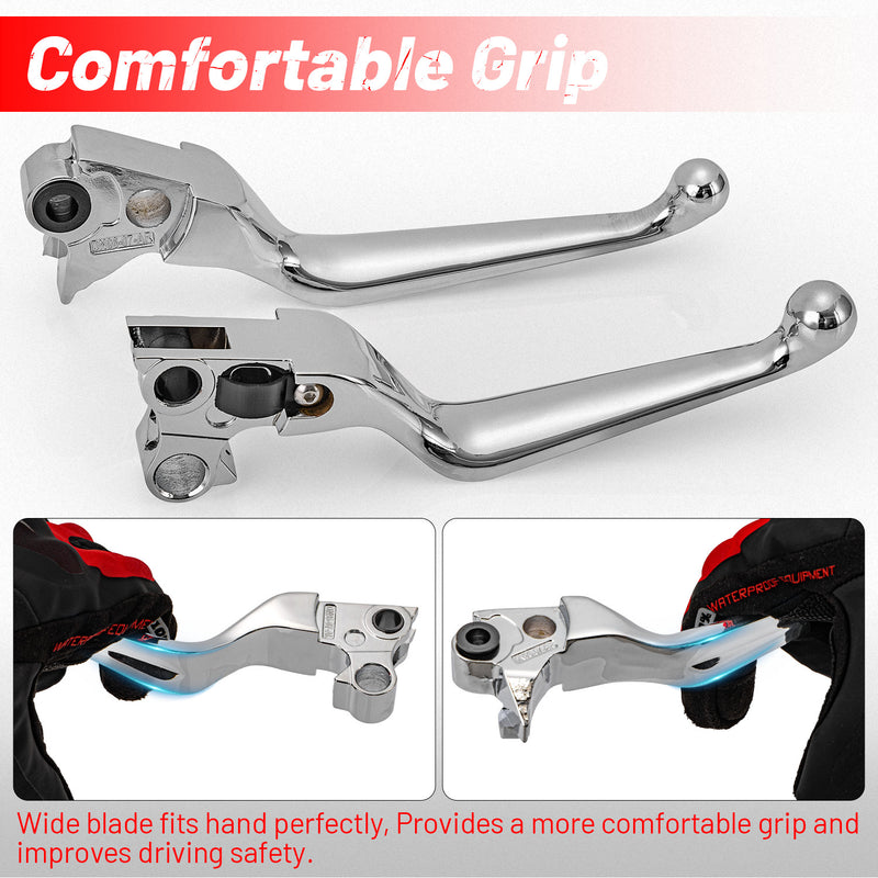 Chrome Hand Levers Clutch Brake for Harley Sportster Softail Dyna Touring Pair