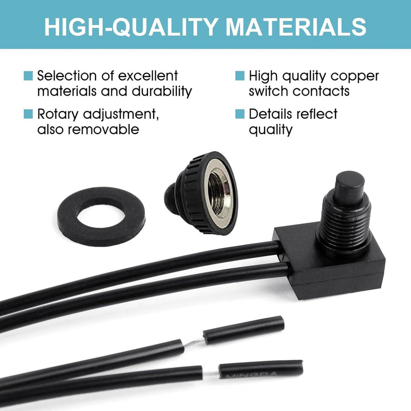 10pcs 12V-48V Wire Leads Waterproof On-Off Push Button Switch for Motorcycle Car