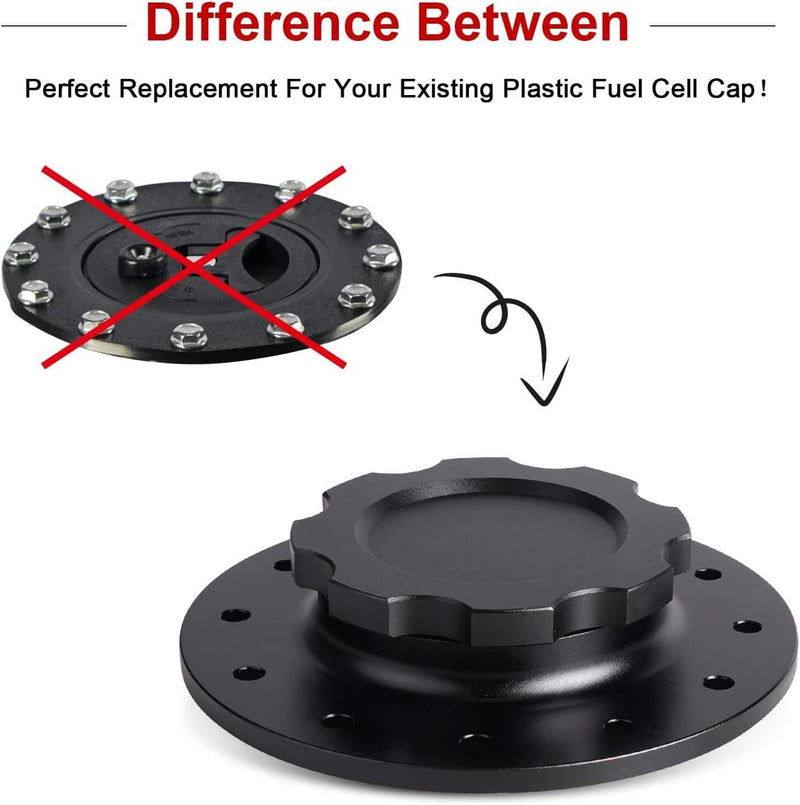 Billet Aluminum Easy Fill Fuel Cell Gas Cap with 12 Hole Bung Gasket