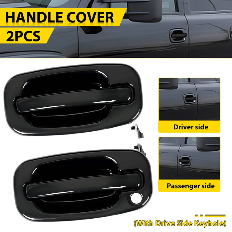 DURAFORCE Door Handle Set for Chevy Silverado 1500 1999-2006 Smooth Black Front Outer 2PCS