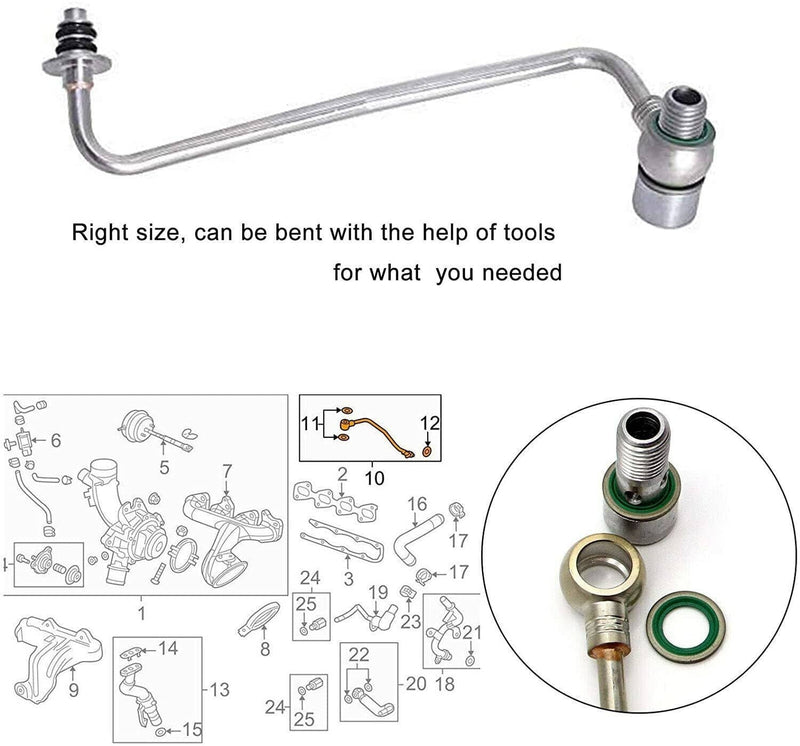 625829 Turbo Oil Feed Pipe Tube for 2011-2018 Chevy Cruze 1.4 55592600