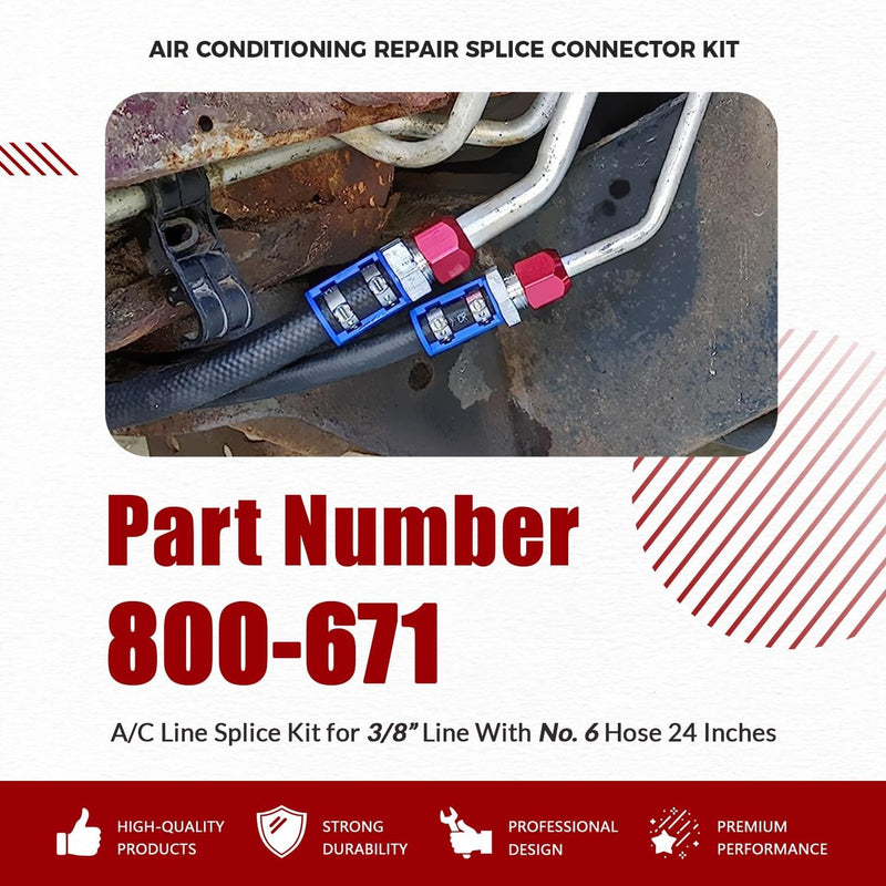 800-671 A/C Line Splice Kit for 3/8 Line With No.6 Hose 24 Line to Hose Repair